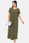 Naidu Hall Cotton Full Length Nightdress - Dark Green — thumbnail 5